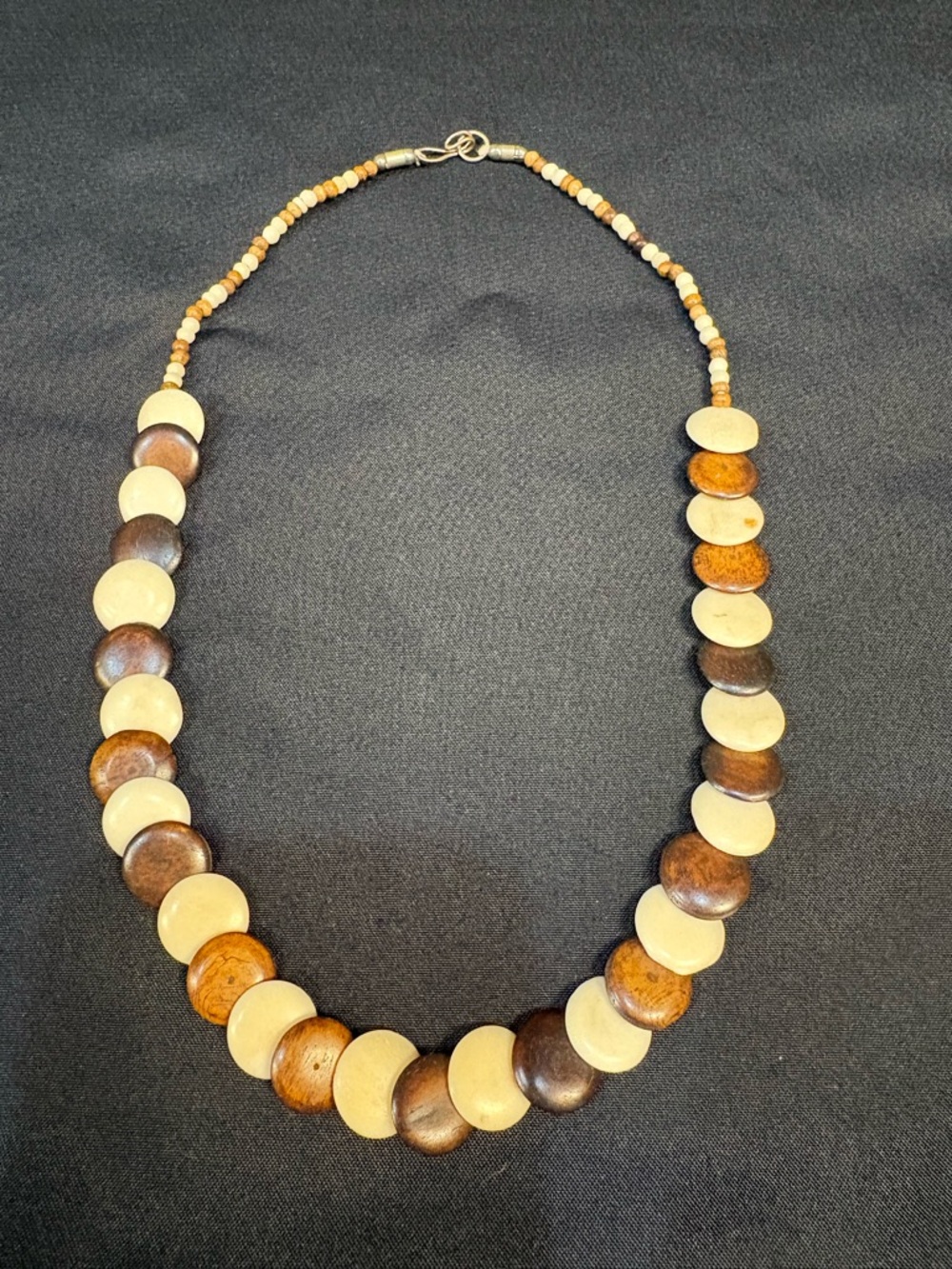 Handmade Brown and Cream Beaded Necklace